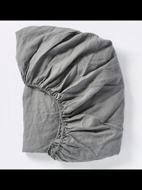 Coyuchi Relaxed Organic Linen Fitted Sheet in Slate Grey, Sz Full, NWT!